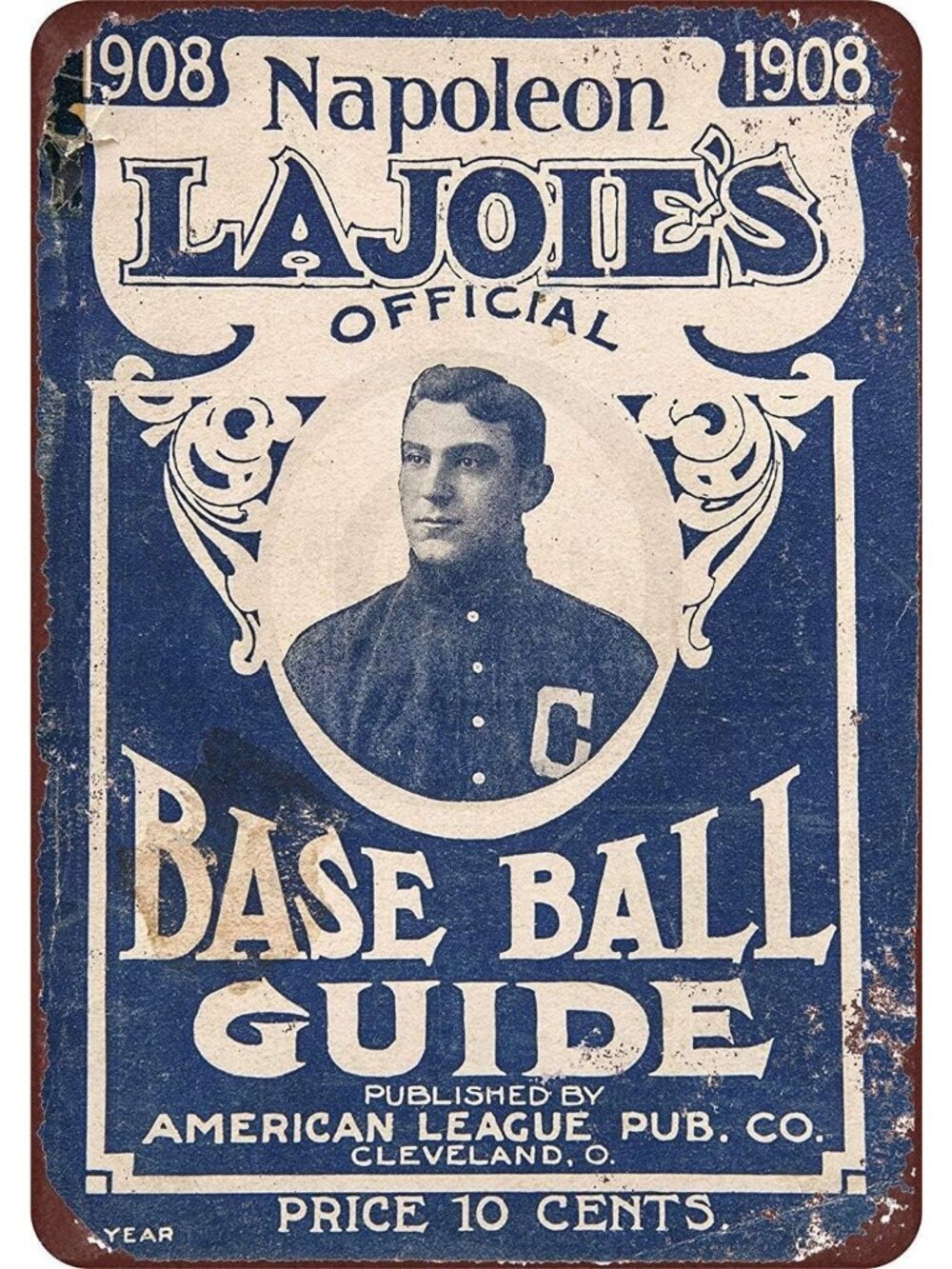 1908 Napoleon Lajoie's Baseball Guide Vintage Reproduction Metal Sign 8 x 12